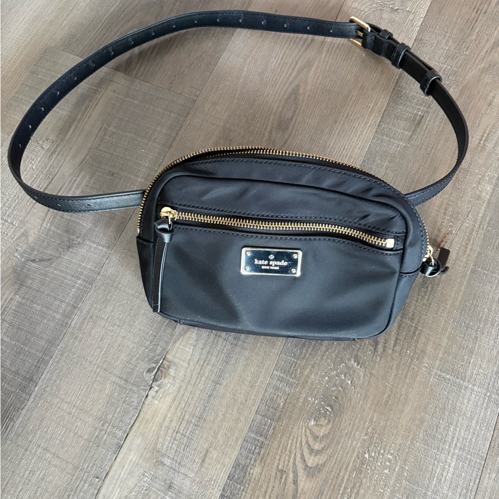 Kate Spade Black Belt Bag with Gold Accents
